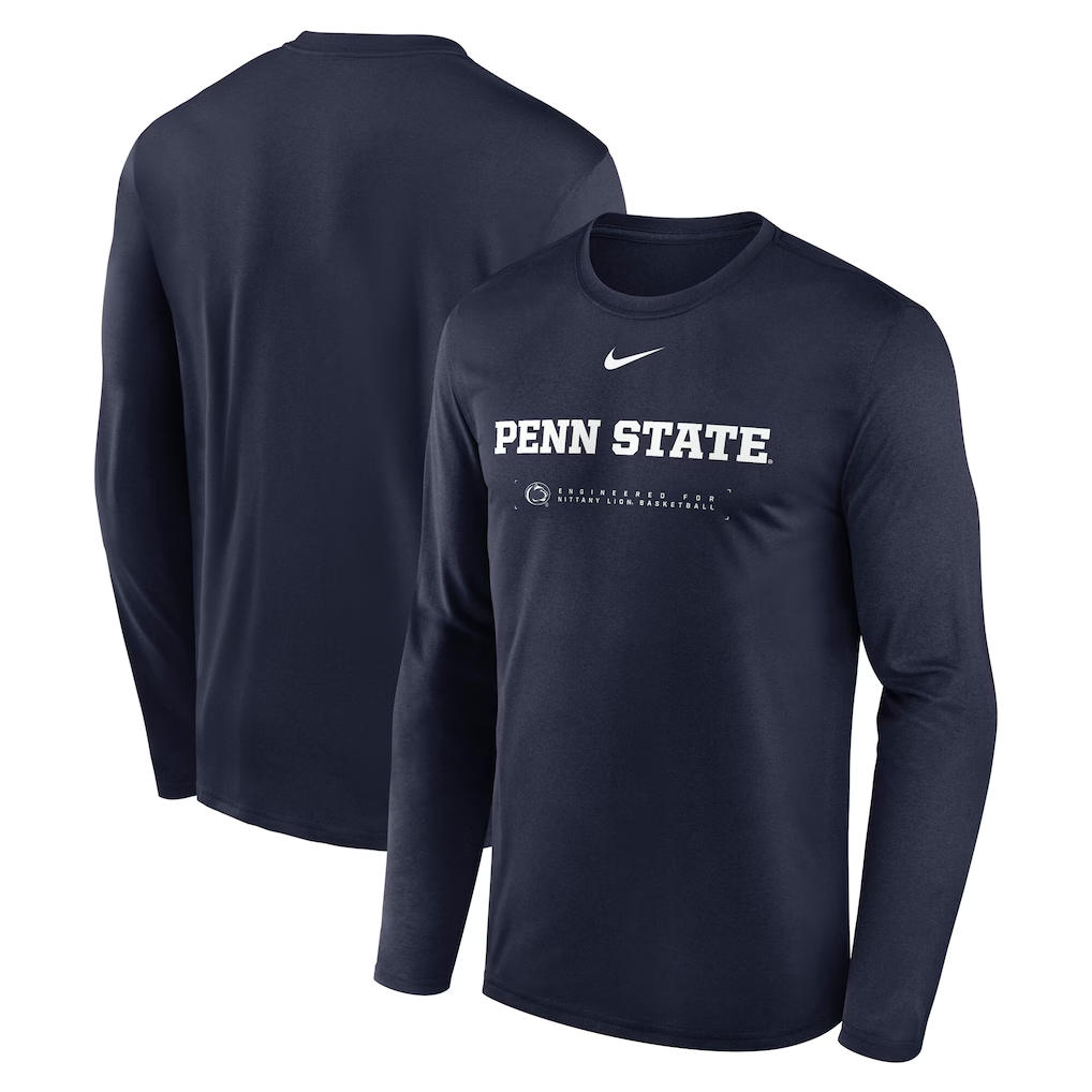 Men's Penn State Nittany Navy 2025 Courtside Basketball Shootaround Legend Dri-FIT Long Sleeve T-Shirt